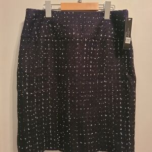 Tahari Black and White Textured Mini Skirt